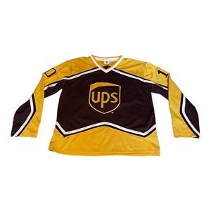 Vintage UPS Hockey Jersey Brown Yellow Promo United Postal Service XL NASCAR